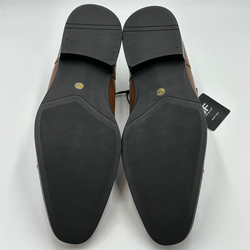 NIB J. Ferrar Brody Cognac Faux Leather Cap Toe Oxford Dress Shoes Mens Size 11 - Picture 9 of 12